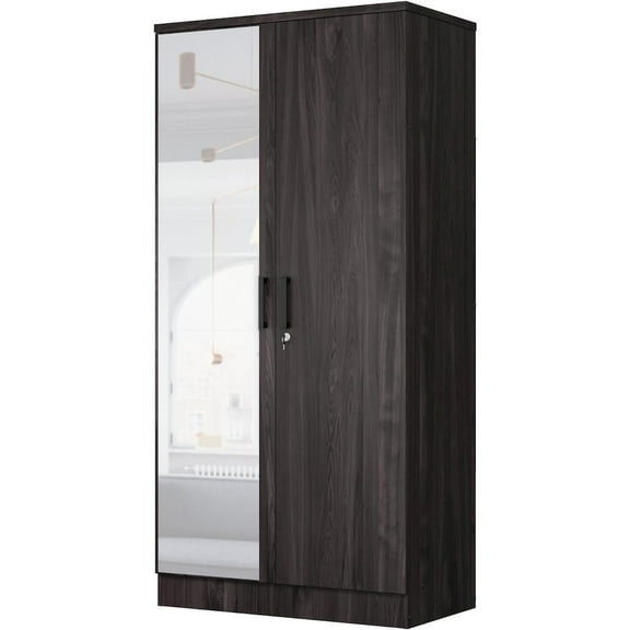 Woodpeckers Furniture and Mattress Two Door Armoire Wardrobe with Mirror
