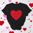 thumbnail image 2 of mihongmao Valentine Tops Women Casual Round Neck Short-sleeved Christmas Tree Printed T-shirt Black S, 2 of 6