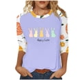 thumbnail image 3 of Inverlee Easter Shirts for Women Funny Bunny Eggs Graphic Tees Active 3/4 Sleeve T Shirts Blouses Workout Crewneck Festival Styles Tops, 3 of 6