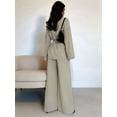thumbnail image 6 of Women'S Casual Lounge Two Piece Outfits Long Sleeve V Neck Wrap Tie Waist Shirt Wide Leg Pants Sets Color XL, 6 of 10