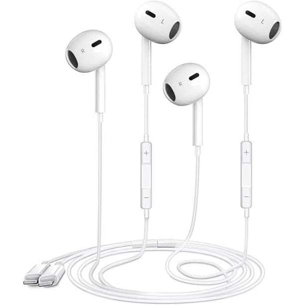 2 paquetes de auriculares con cable para iPhone con micrófono incorporado y control de volumen Plug & Play Auriculares estéreo de alta fidelidad con reducción de ruido compatibles con iPhone 14/13/12/