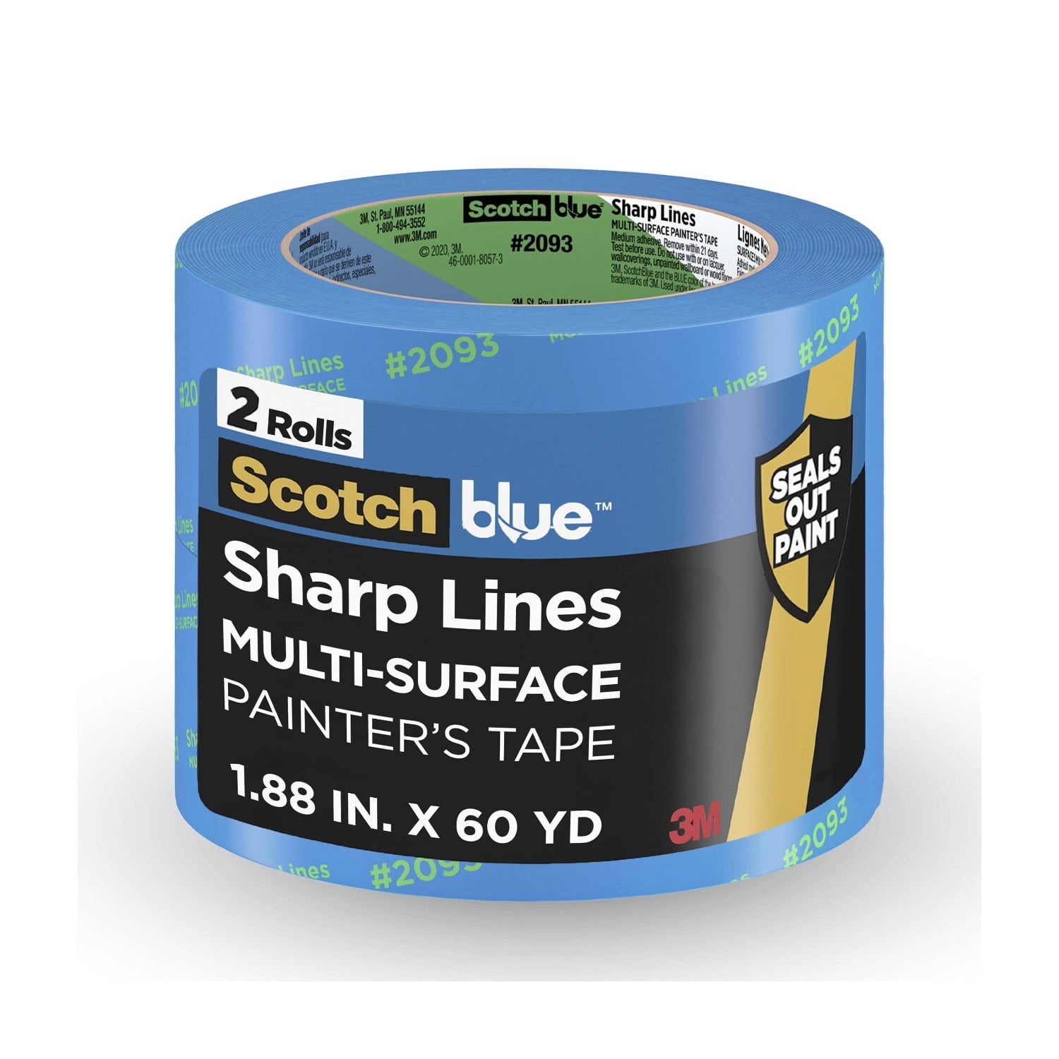 ScotchBlue Painters Tape, 3 Rolls Bundle, Includes 2 Rolls of Sharp Lines 1.88 in x 60 yd, and 1 Roll of Rough Surface 1.41 in x 60 yd