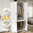 thumbnail image 4 of MEISSALIVVE Wardrobe Closet with 4 Doors and Hanging Rod, 74.8" Freestanding Armoire Storage Cabinet, Large Modern Bedroom Wardrobe, White, 4 of 8