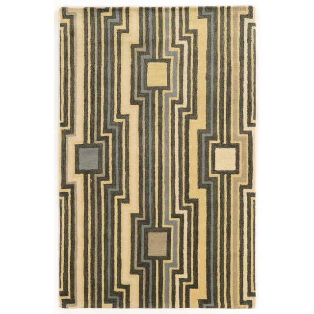 Aspire Wool Board Grey & Blue 5' x 8' Area Rug