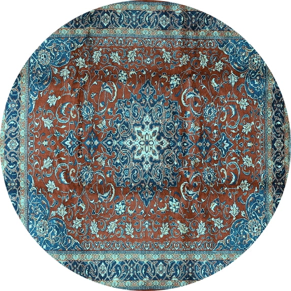 Ahgly Company Indoor Round Persian Light Blue Traditional Area Rugs, 8' Round