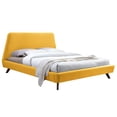 thumbnail image 3 of Omax Decor Henry Wood and Fabric Upholstered Queen Platform Bed in Yellow, 3 of 4