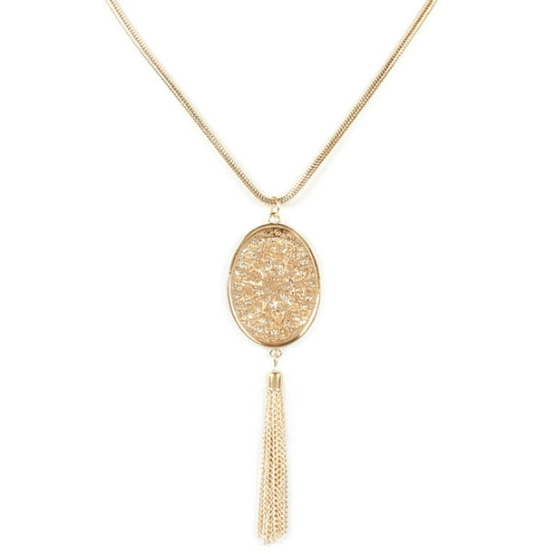 Collar de mujer, colgante elegante para chica, colgantes creativos con borlas, accesorio de moda, collares con borlas para decoración diaria Ropa, zapatos y accesorios Miscelánea dorado, ovalado