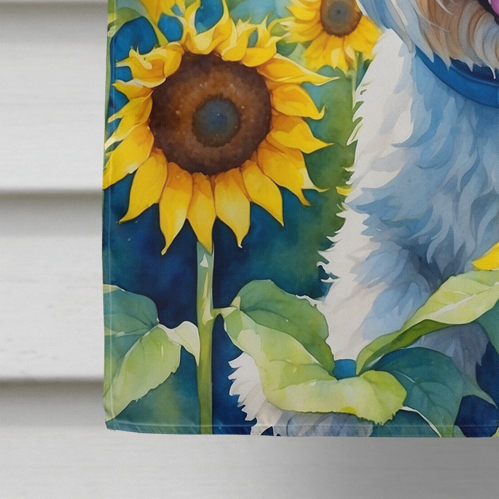Caroline's Treasures DAC6174CHF Westie in Sunflowers House Flag Large Porch Sleeve Pole Decorative Outside Yard Banner Artwork Wall Hanging, Polyester, House Size, Multicolor