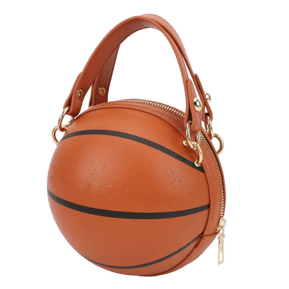 Basketball Shaped Bag, Basketball One Shoulder Bag Round for School Shopping Travel Brown