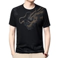 thumbnail image 5 of sunsanly Men Summer Fitness T-shirt Dragon Print Seamless O Neck Short Sleeves Loose Thin Stretchy Soft Breathable Quick-drying Pullover Casual Gym Sport Top, 5 of 8