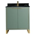 thumbnail image 2 of Fine Fixtures Opulence Collection 30 in. W x 18 in. D x 33 in. H Bathroom Vanity in Mint Green with Black Marble Sintered Stone Sink - Satin Brass hardware, 2 of 8