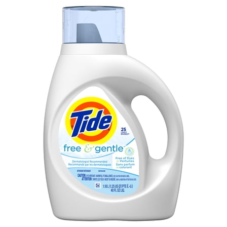 Tide Free & Gentle HE Turbo Clean Liquid Laundry Detergent, 25 Loads 40 fl oz