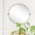 thumbnail image 2 of Round Pivot Bathroom Mirror Brushed Nickel Circle Metal Framed Tilting Beveled Vanity Mirrors 24", 2 of 6