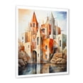 thumbnail image 2 of Designart "Cubist Religious Landscape Chapel Edition II" Spiritual Framed Wall Art - Cabin Yellow Church Living Room Framed Canvas Art, 2 of 6