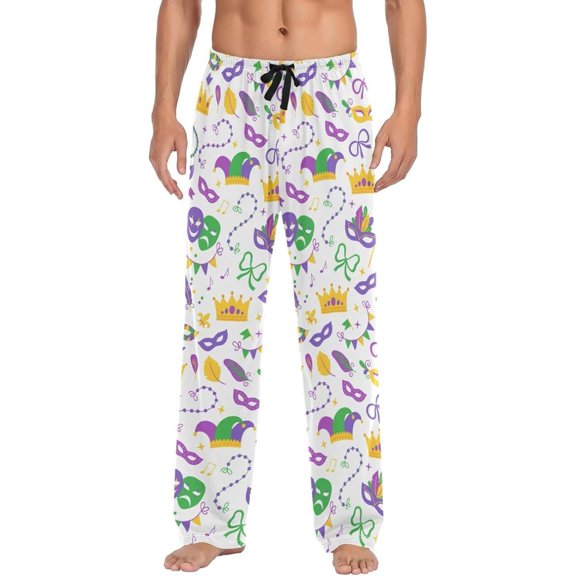 GZHJMY Mardi Gras Pajama Pants for Men, Lounge Pants Lightweight Men Pajama Bottoms with Drawstring Pockets, Christmas New Year Birthday Gifts, Large