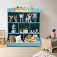 thumbnail image 2 of Toy Storage Organizer with Bookcase, 3 Tier  Bookshelf 42.3'' H Toy Storage Cabinet for Boys Girls Storage Display for Playroom Bedroom Nursery, 170lbs Load-Bearing Capacity (Light Blue), 2 of 18