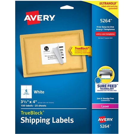 Avery® White Shipping Labels for Laser Printers with ...