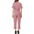 thumbnail image 3 of INSPIRAR CHIC Mono de Mujer de Manga Corta con Cuello, Botones, Cintura Ajustable, Mono de Algodón Cargo XS Rosa, 3 of 7