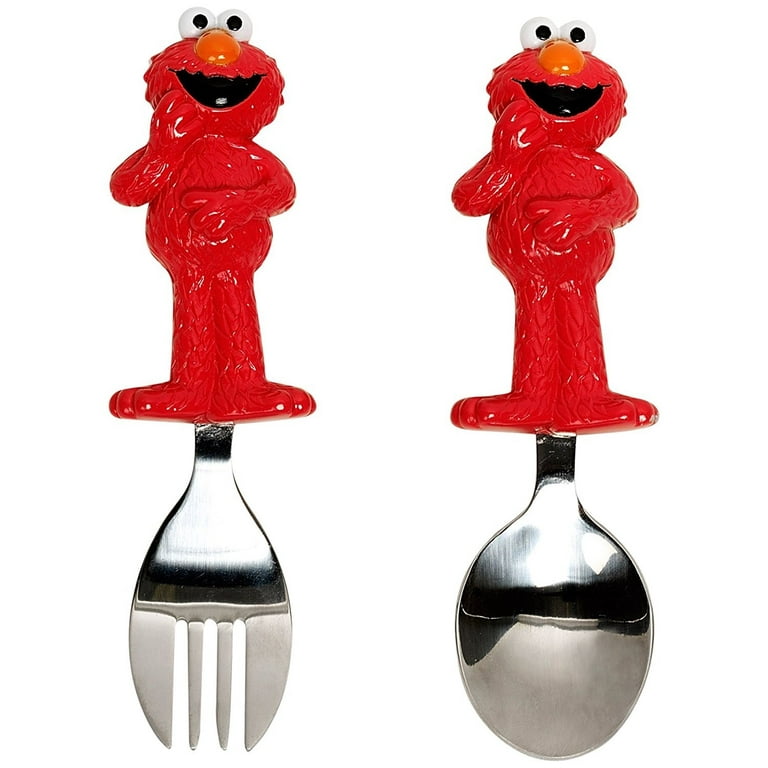 Sesame Street Kids Utensils Set Elmo Fork & Spoon 6mo+ Toddler Dishwasher  Safe