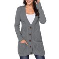 thumbnail image 3 of Cardigan Gris Foncé pour Femmes avec Poche avant et Fermeture à Boutons, 3 of 5