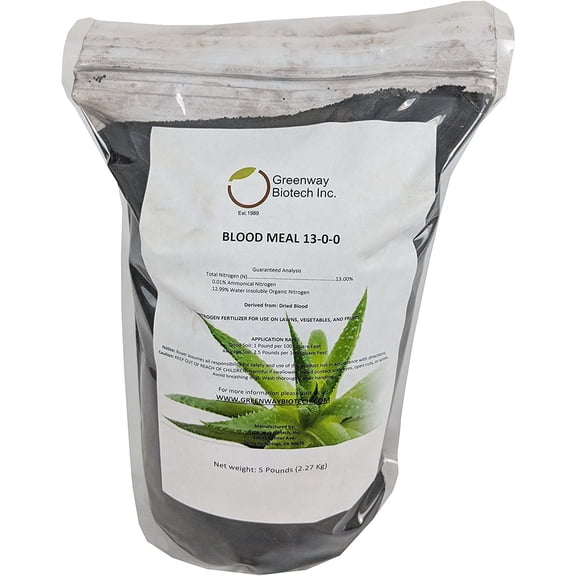 Blood Meal 13-0-0 Nitrogen Fertilizer"Greenway Biotech Brand" 5 Pounds