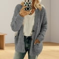 thumbnail image 4 of BAETEUY Women Plush Coat Long Sleeves Single-breasted Jacket with Pockets, 4 of 8