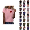 thumbnail image 1 of T-shirts pour Femmes de la Saint-Valentin 2026 Mode Manches Courtes Col Rond avec Cœur Graphique, 1 of 4