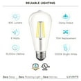 thumbnail image 4 of Luxrite LED Edison Bulb 75W Equivalent ST19 ST58 5000K Bright White 800 Lumens Dimmable 8W Damp Rated UL E26 6 Pack, 4 of 7