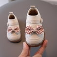 thumbnail image 2 of Viluyesy Girls Mary Janes Kids Checkered Bowknot Knit Strap Shoes Beige Size 6 Toddler, 2 of 8