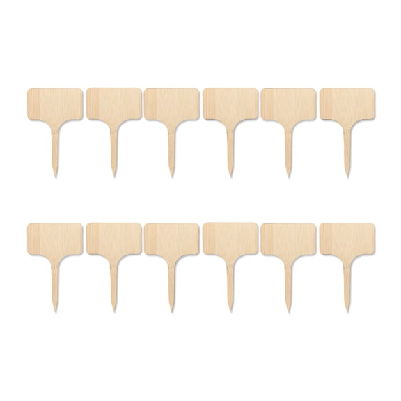 Way To Celebrate Wooden Food Label Tags, 12 Pieces, Brown, 4"