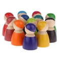 thumbnail image 2 of 48 Piezas Peg Dolls de Montessori Coloridοs, Dolls Decorativo Artesanía Juguetes para 3.8 x 6.5cm Hugo Muñecas de clavijas de madera del arco iris, 2 of 9
