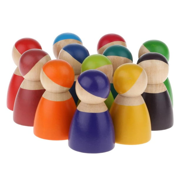 12 Pares Mini Muñecas con clavijas de madera Hugo Juguete de Aprendizaje