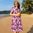 thumbnail image 4 of Naloa Orchids Flowers Print Womens Summer A-Line Dress with Pockets,Short Sleeve Dresses,Flowy Beach Swing Dress for Vacation Travel, 4 of 6