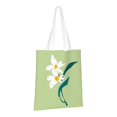 thumbnail image 2 of YFYANG Reusable Cotton Canvas Tote Shopping Bag, Green Flower Pattern Washable Portable Grocery Bag for Daily Travel, 2 of 8