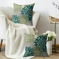 thumbnail image 3 of Teal Green Grey Gray Pillow Covers 18X18 Inch Set of 2, Spring Modern Geometry Dahlia Floral Print Decorative Throw Pillow Covers Outdoor Farmhouse Cushion Case for Couch Sofa Bed Decor, 3 of 5