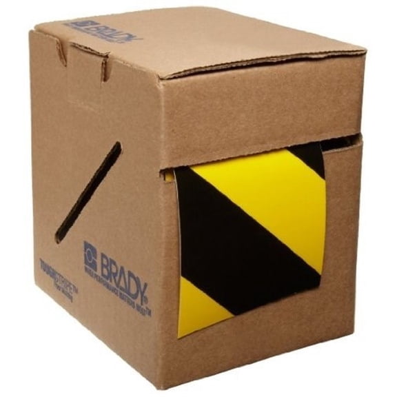 Brady 104347 FLOOR MARKING TAPE - 3INBLACK/YELLOW TOUGHSTRIP