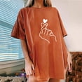 thumbnail image 2 of Hauts d'Été pour Femmes 2023 Mode pour Femmes Imprimé Love Col Rond Ample T-shirt à Manches Courtes Haut Blouse Chandail, 2 of 5