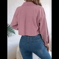 thumbnail image 4 of Chaquetas de de Larga para Mujer, de Algodón, con Solapa y Botones, para Otoño, para Exteriores, Abrigos Lisos de Moda. Rosa M, 4 of 10