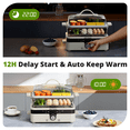 thumbnail image 6 of AIRMSEN 8-in-1 Glass Food Steamer for Cooking, 1200W Electric Vegetable Steamer with Removable Water Tank, 12H Delay Start & Auto Warm Mode, BPA-Free, TL1230, 6 of 11