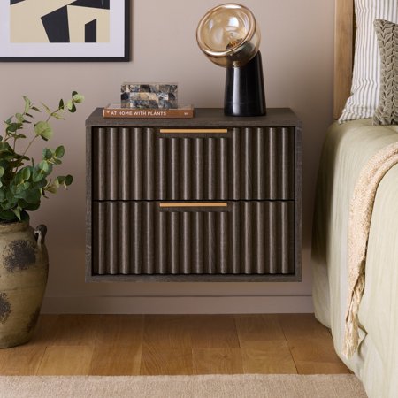 Safavieh Lylia Modern Partical Board and Mdf Night Stands Distressed Black/Gold