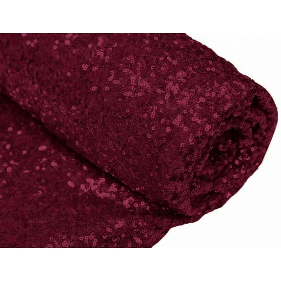 DECORATIVE SILK INC. Sparkly Glitz Sequins Beaded Fabric 54" Wide 100% Polyester By The Yard( BURGUNDY )