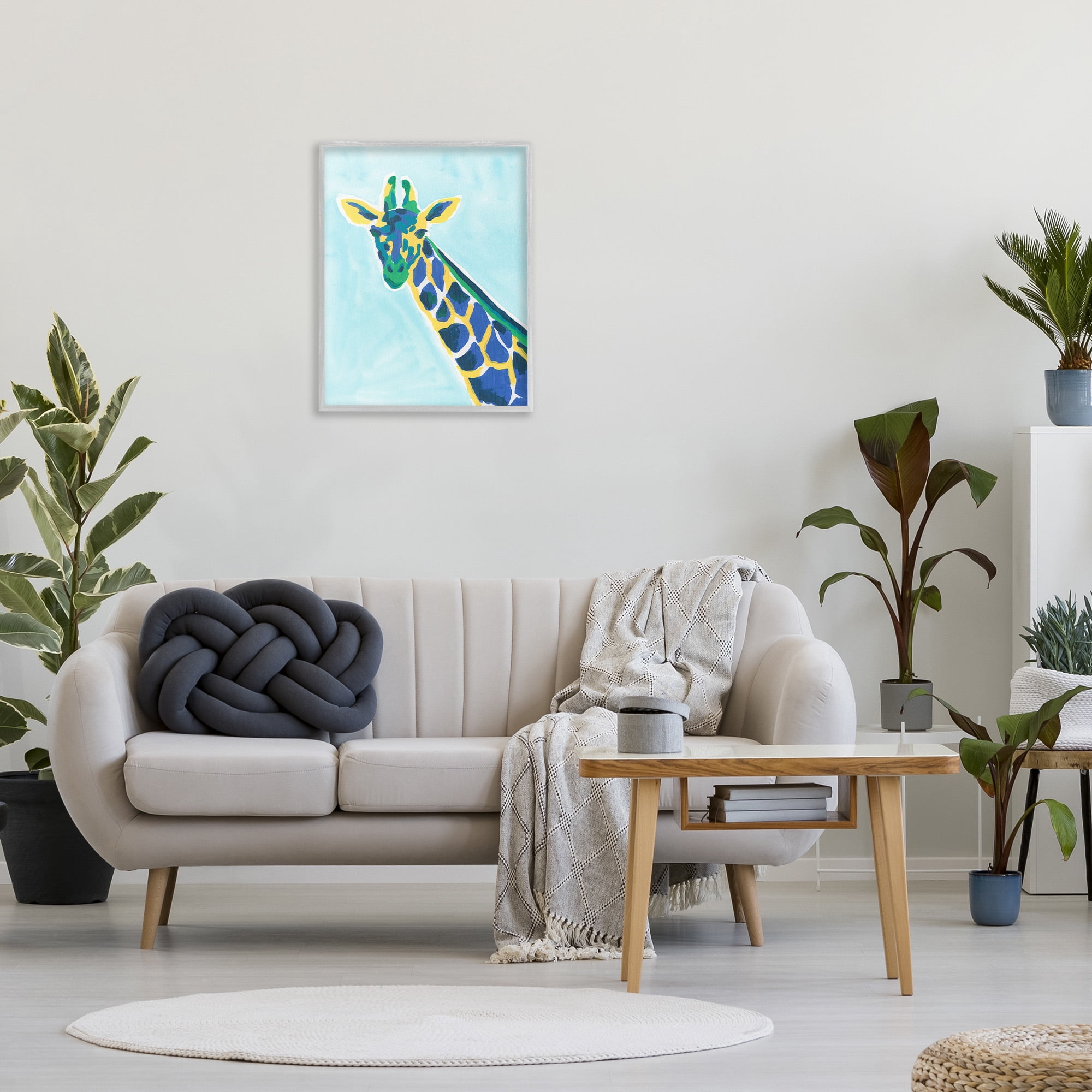 Stupell Industries Modern Hue Giraffe Animals & Insects Painting Gray Framed Art Print Wall Art, 24 x 30