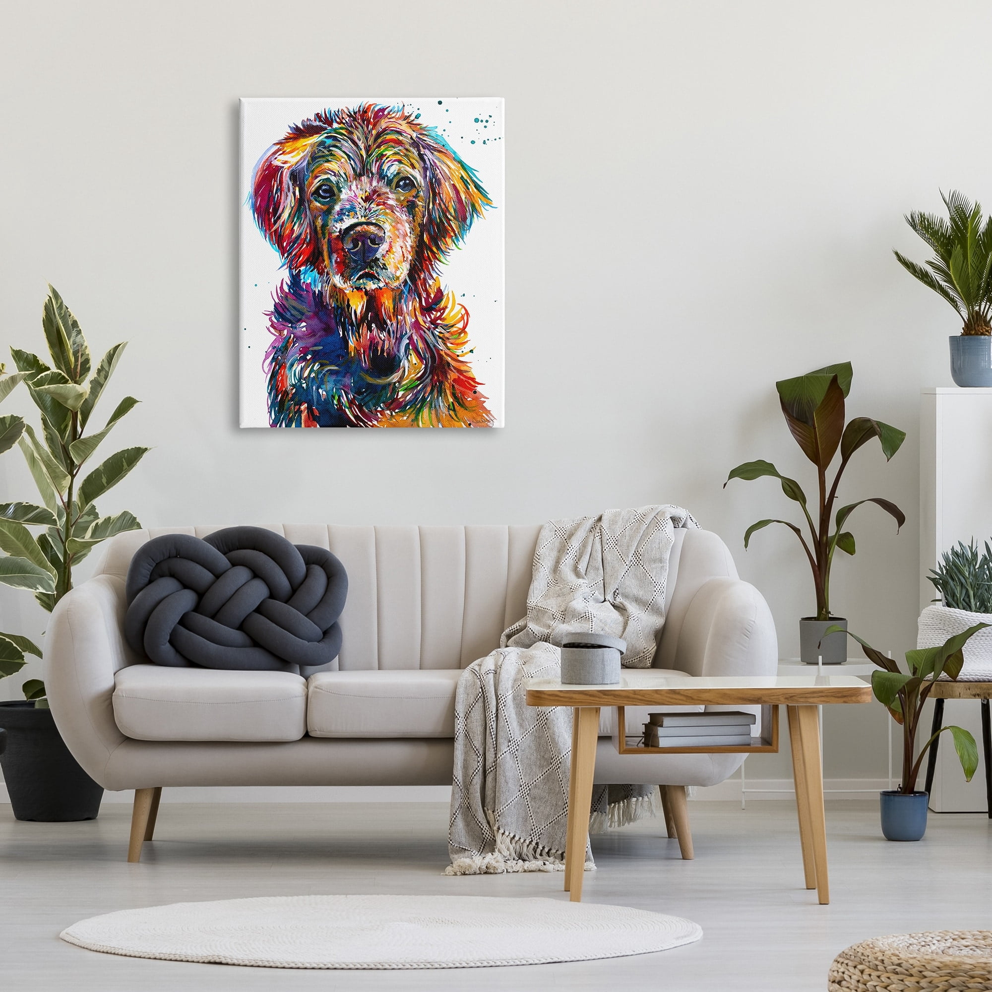 Stupell Vivid Dog Face Pet Portrait Animals & Insects Painting Gallery Wrapped Canvas Print Wall Art