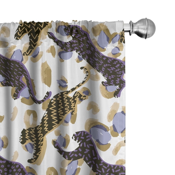 Ambesonne Leopard Print Curtains, Animal Spots Wild Art, Pair of 28"x63", Cocoa Camel and Violet