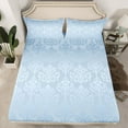 thumbnail image 2 of jejeloiu Damask Floral Twin 3-Piece Sheet Set,Blue Baroque Victorian, 2 of 7