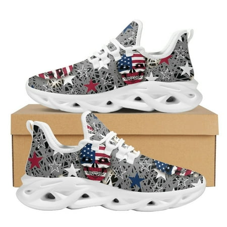 

Cool Outdoor Breathable Mesh Snekaers American Flag Deer Design Shock Absorption Cushion Shoes Summer Breathable Mesh Walking