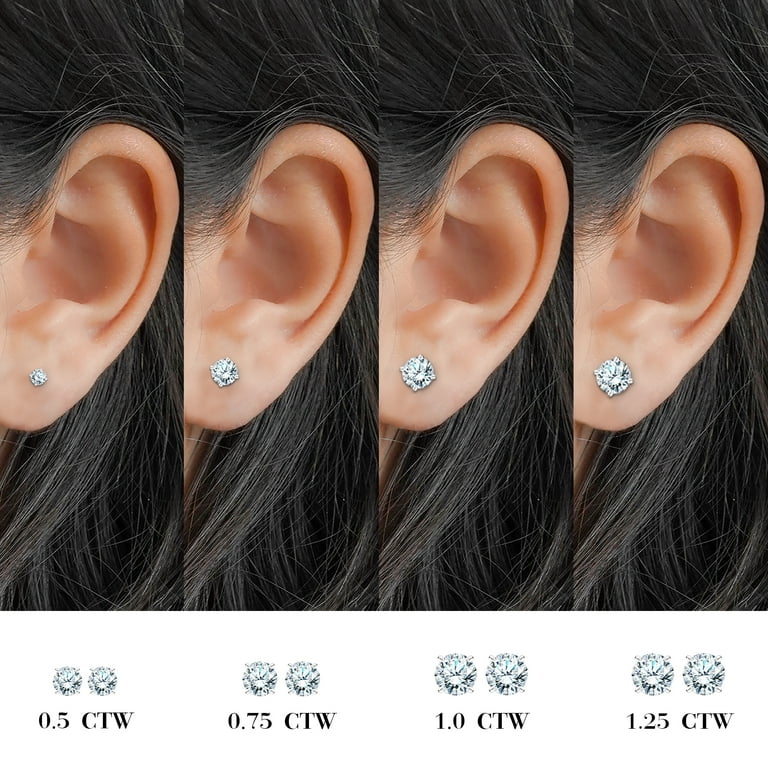 JeenMata Certified Carat Round Cut Lab Grown Diamond Earrings