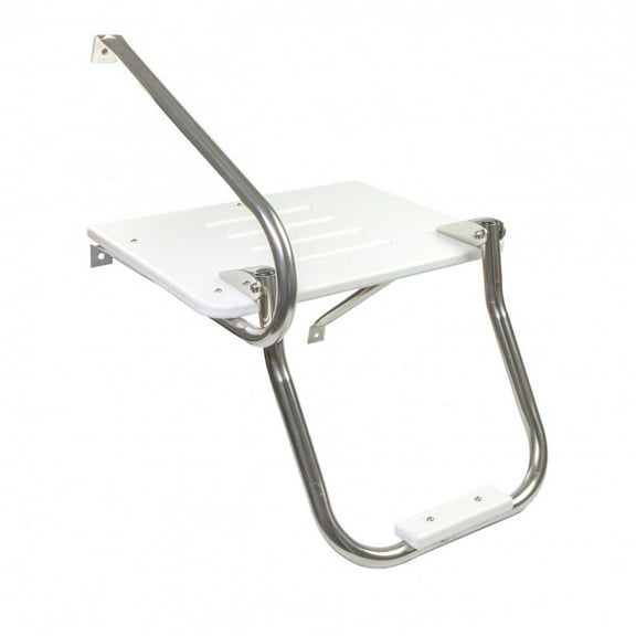 Whitecap 67902 Poly Swim Platform for Boats with Outboards - Single Rail with Step, White