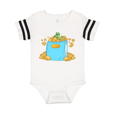 

Inktastic Little Dino Snacking on Chips Gift Baby Boy or Baby Girl Bodysuit