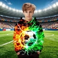 thumbnail image 2 of Hiijoy Boys Casual Hoodie 3D Soccer Graphic Hooded Sweatshirt Long Sleeve Pocket Pullover, 2 of 5
